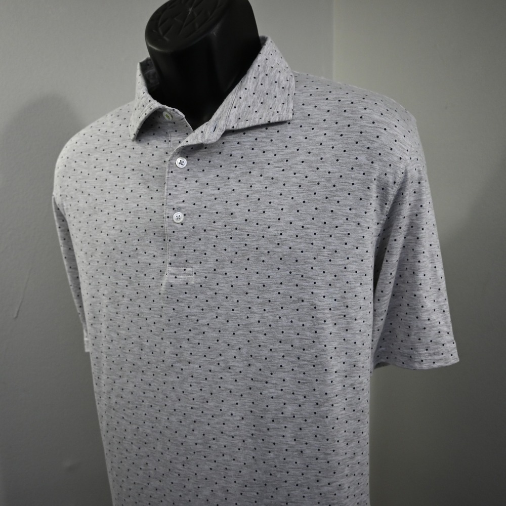 tasc Performance Polo Men XL‎ Gray Polka Dot Short Sleeve Stretch